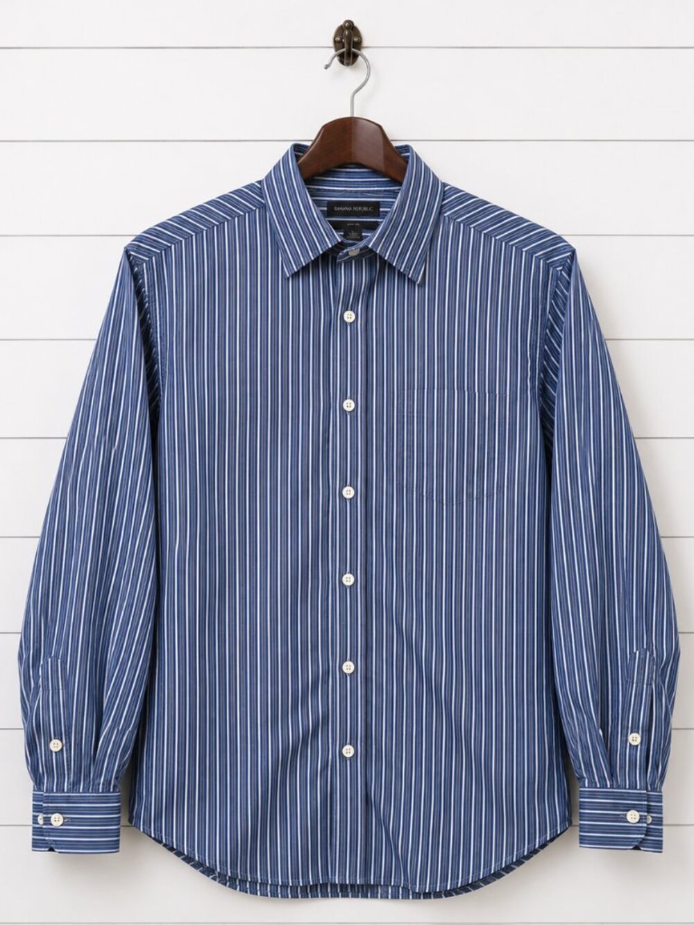 Banana Republic Men’s Slim Fit Blue Striped Button Up Dress Shirt 100% Cotton L